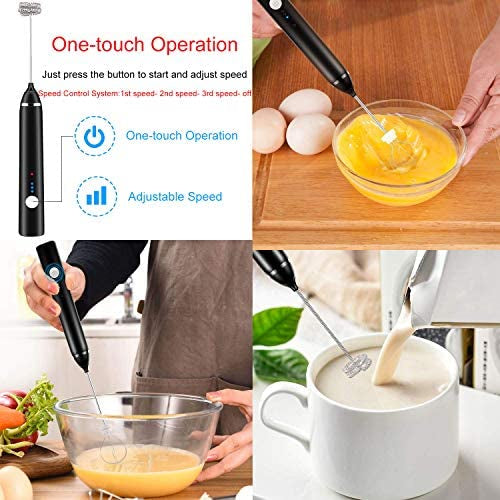 USB Rechargeable 3-Speed Electric Coffee Beater Milk Frother