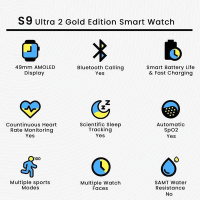 Gold Smart Watch with Heart Rate Monitoring